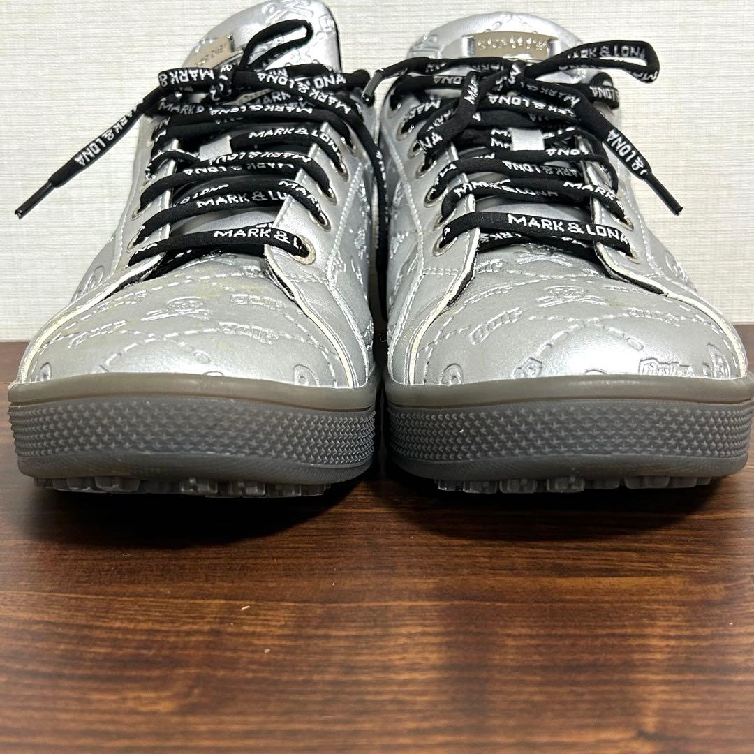 美品 ゴルフシューズ マークアンドロナ MARK&RONA シルバー スカル