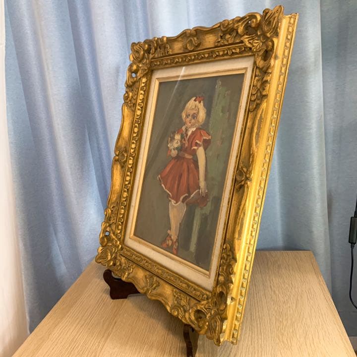 豪華！華族 油絵 人形ドレス ゴールド 額縁 原口 アンティーク