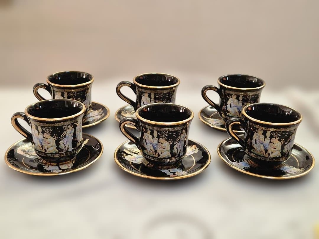 24K使用、ギリシャのハンドメイドティーポットとカップセット