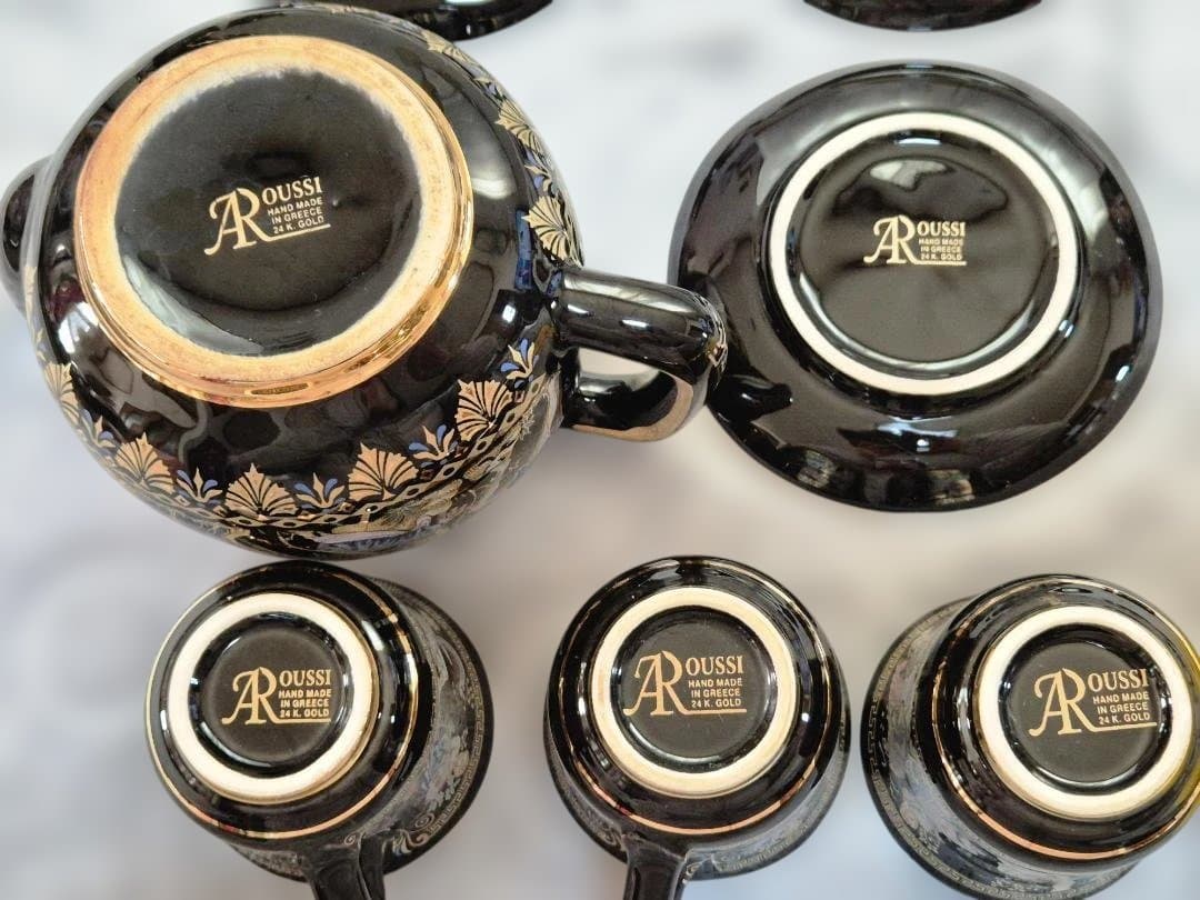 24K使用、ギリシャのハンドメイドティーポットとカップセット
