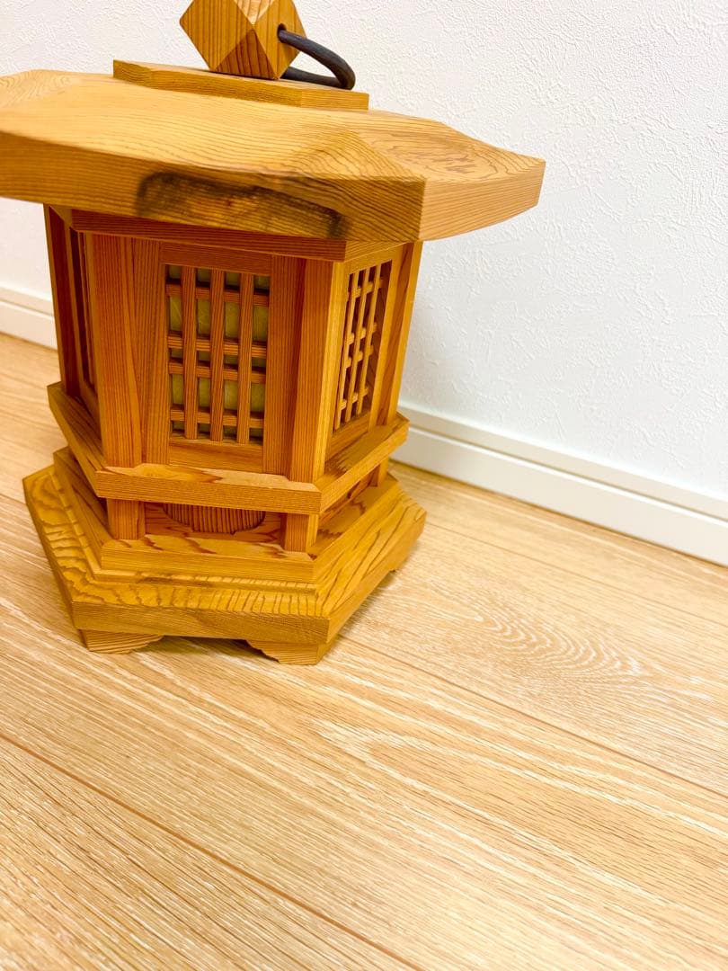 伝統工芸士 小南吉彦 作 春日杉 六角釣燈籠 吊行灯 高34cm