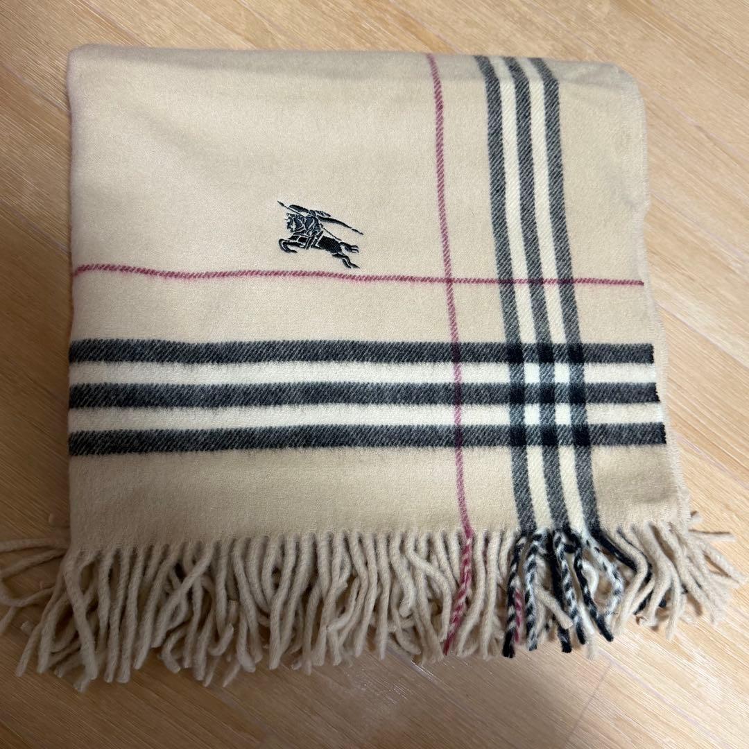 BURBERRY ウールひざ掛け チェック柄 ラムウール 日本製