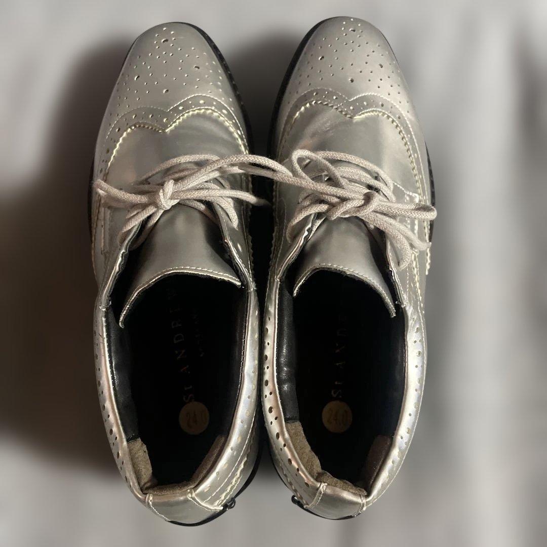 St.ANDREWSセントアンドリュース25スパイクレス シルバーゴルフシューズ