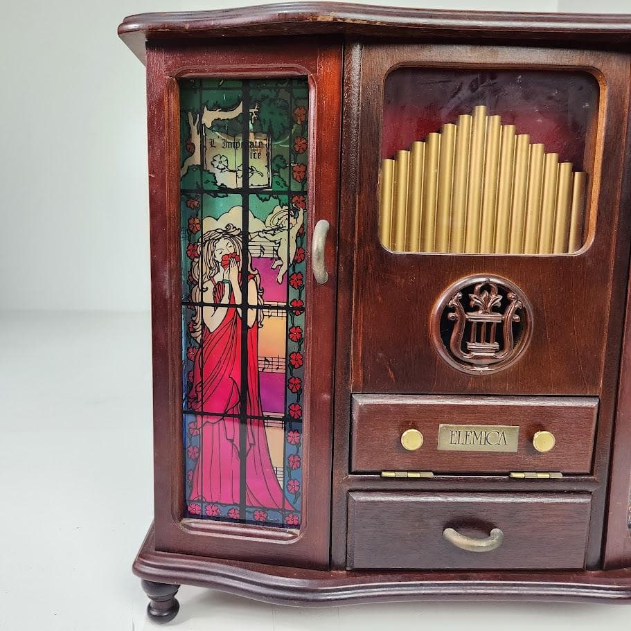 ELEMICA ジュエリーボックス オルゴール付き 木製 昭和レトロ