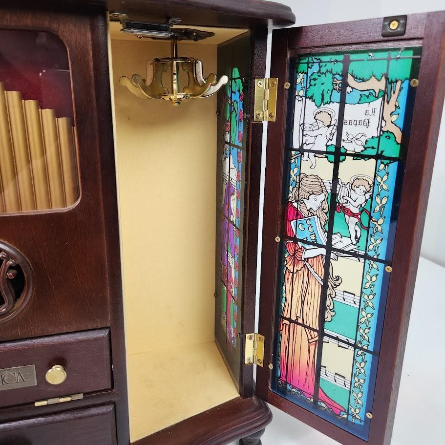 ELEMICA ジュエリーボックス オルゴール付き 木製 昭和レトロ