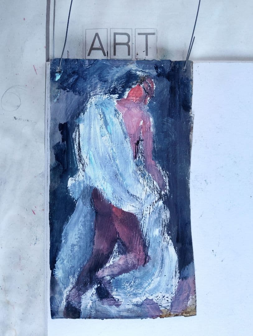 抽象的な人物 油彩画後ろすがた