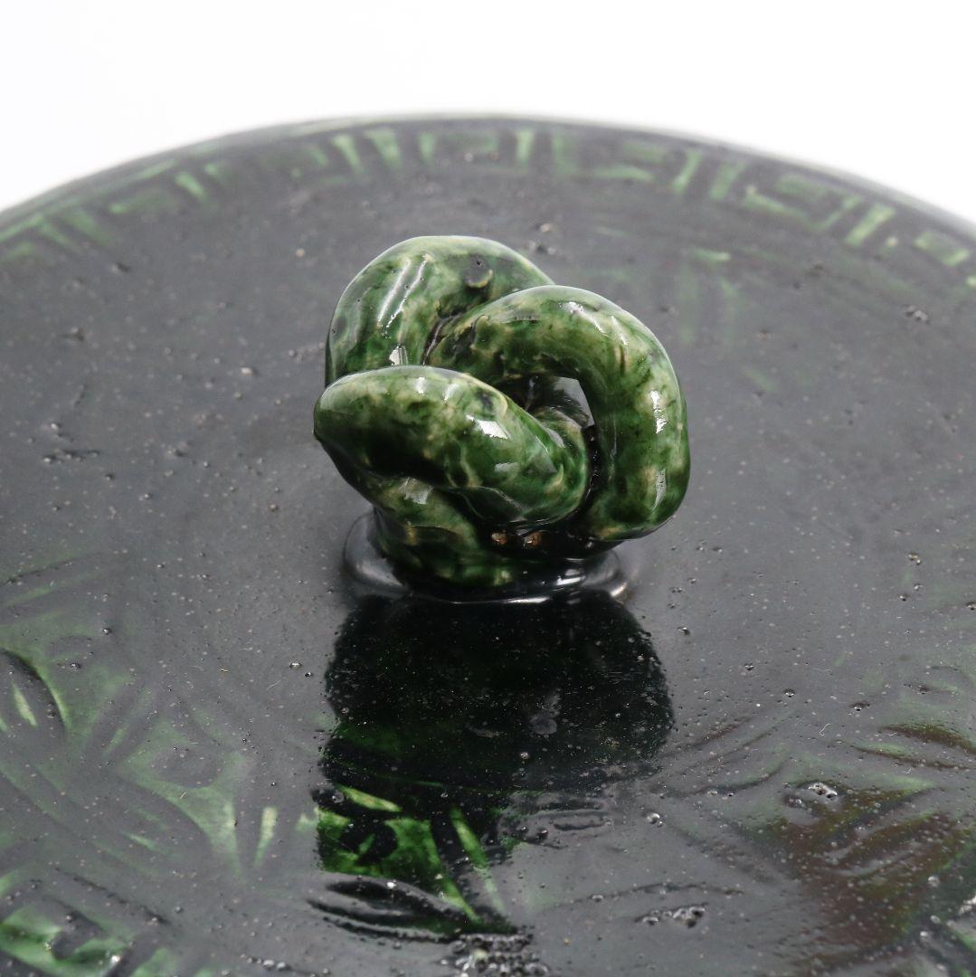 青織部共蓋水指 書付有 茶道具　M305