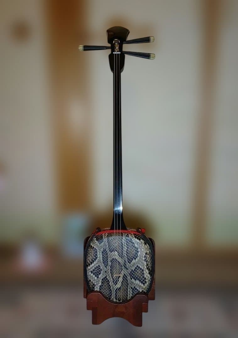 沖縄三線　黒檀　強化二重貼り　棹430g