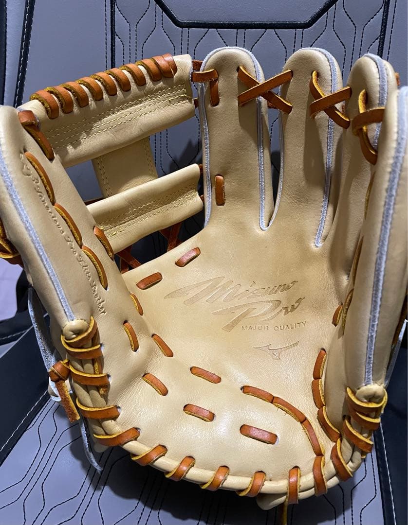 ミズノプロ 硬式内野手用グラブ テネイシャスプロエリート ブロンド レザリオ型付