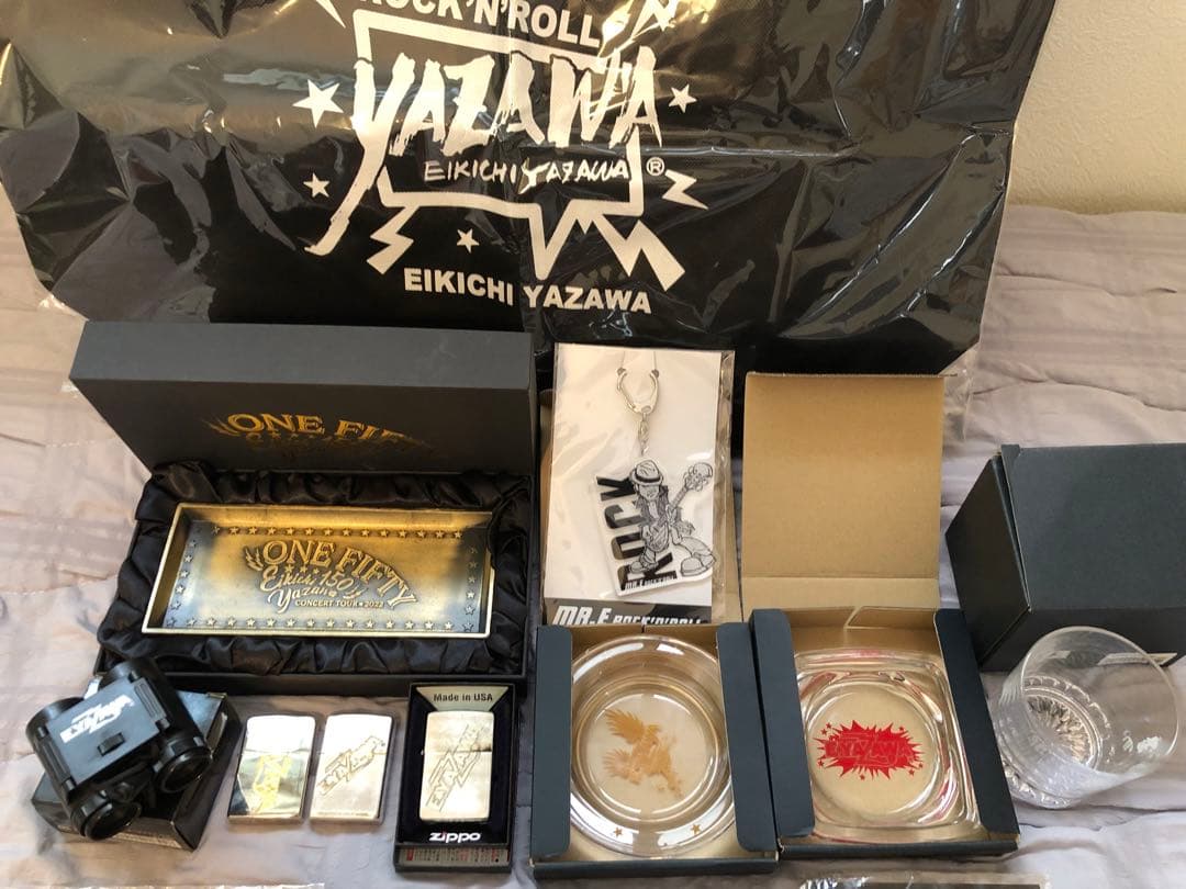 矢沢永吉 オリジナルグッズまとめ売り ジッポ ライター ピンバッジ キーホルダー