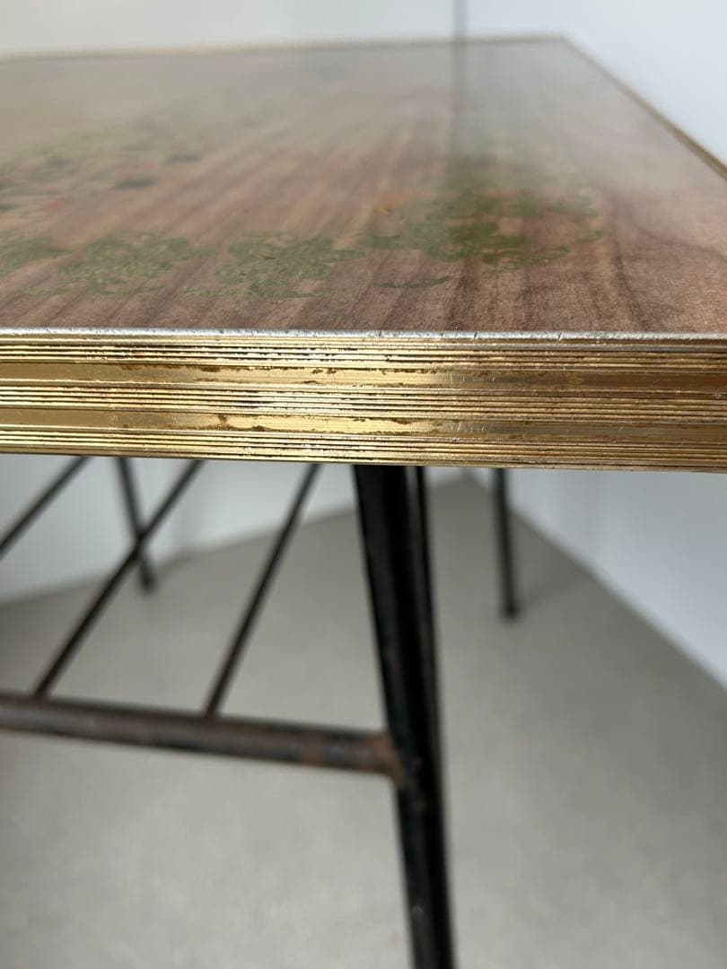 ヴィンテージ　昭和レトロ　鉄脚テーブル　作業台　ダイニング　机ミッドセンチュリー