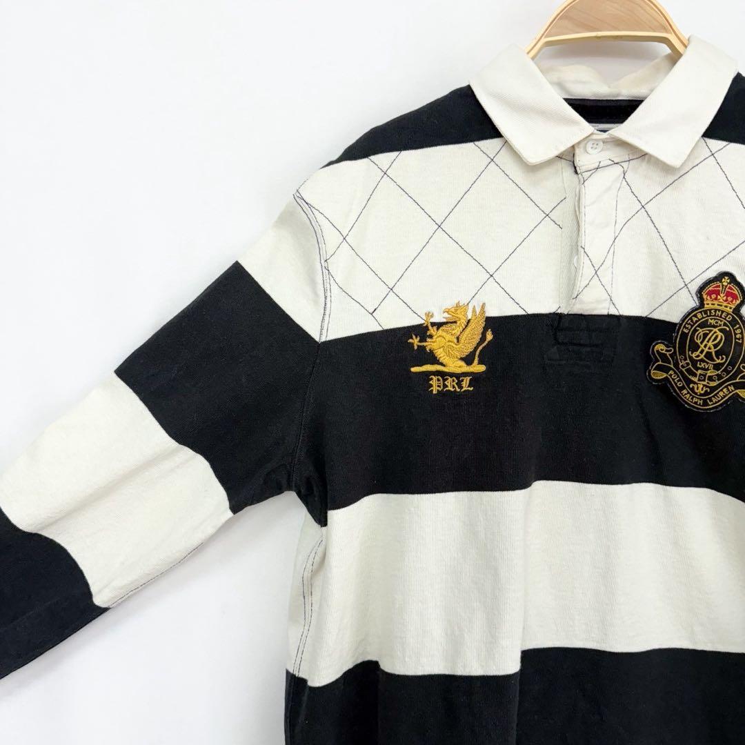 ポロバイラルフローレン エンブレム 刺繍 ボーダー ラガーシャツ S84b