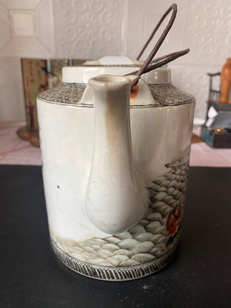 本物　中国古美術 時代物 粉彩 民国 蓋物 茶入 茶道具 中国古玩 骨董品 在銘