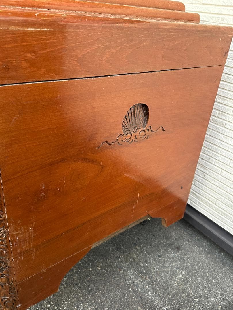 ★当時物 現状品 彫刻 木彫り 木製 大型収納箱 ボックス 古家具 インテリア