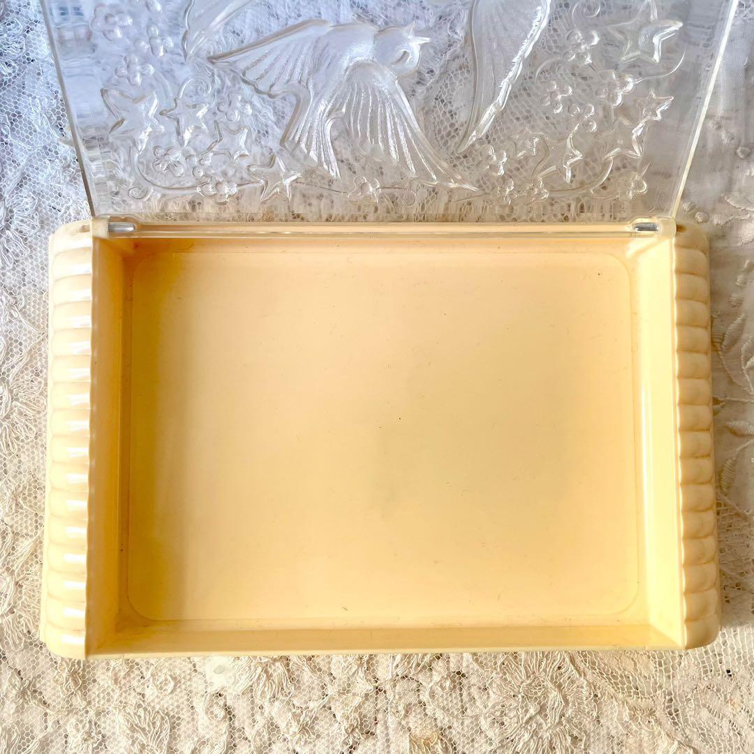 小鳥レリーフのメルスリーボックス　裁縫箱　フランスアンティークヴィンテージ