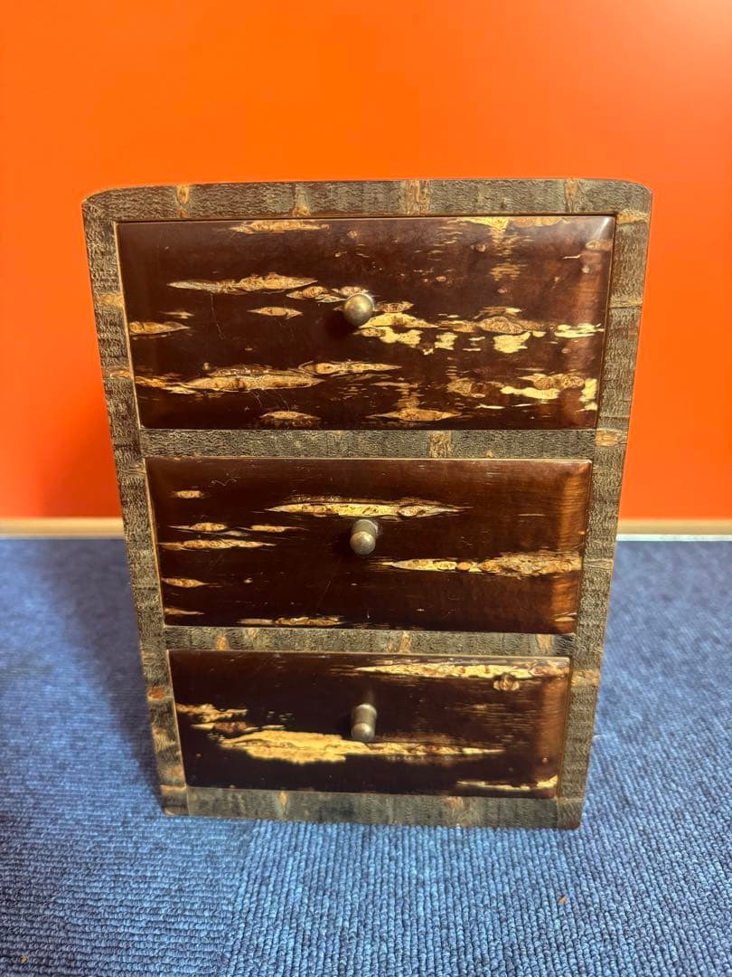 1956 桜皮細工　樺細工　引き出し3段　未使用