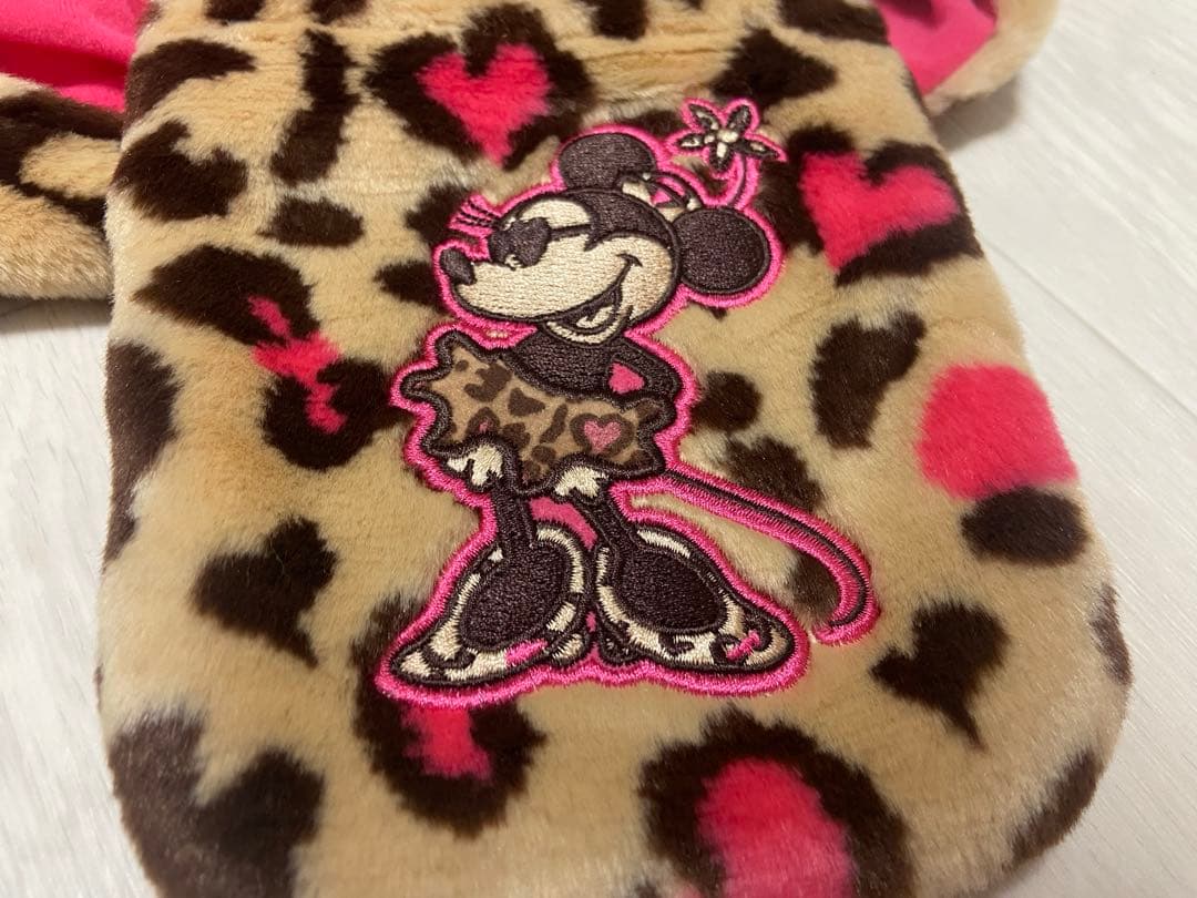 ディズニー ミニーマウス ヒョウ柄 マフラーキャップ ピンク