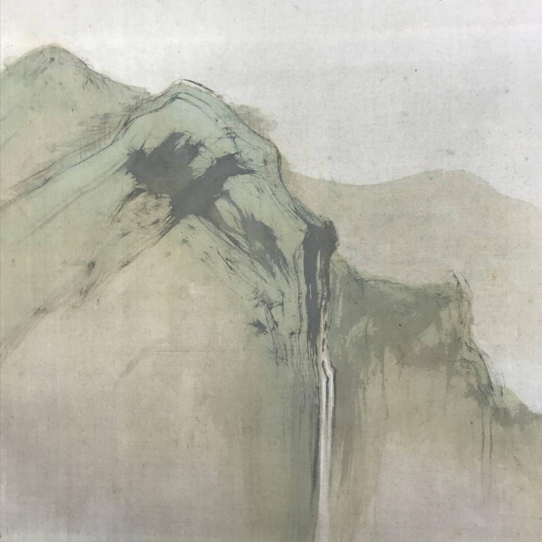 真作/竹橋/竹喬/竹林山水人物図/山水図/滝山水図/掛軸☆宝船☆AD-719