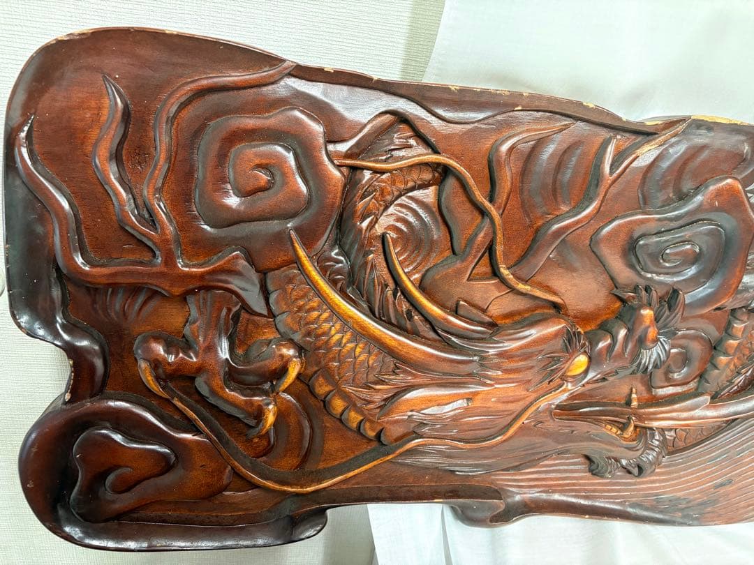 欄間　額　龍　厚彫　彫刻　アンティーク　骨董