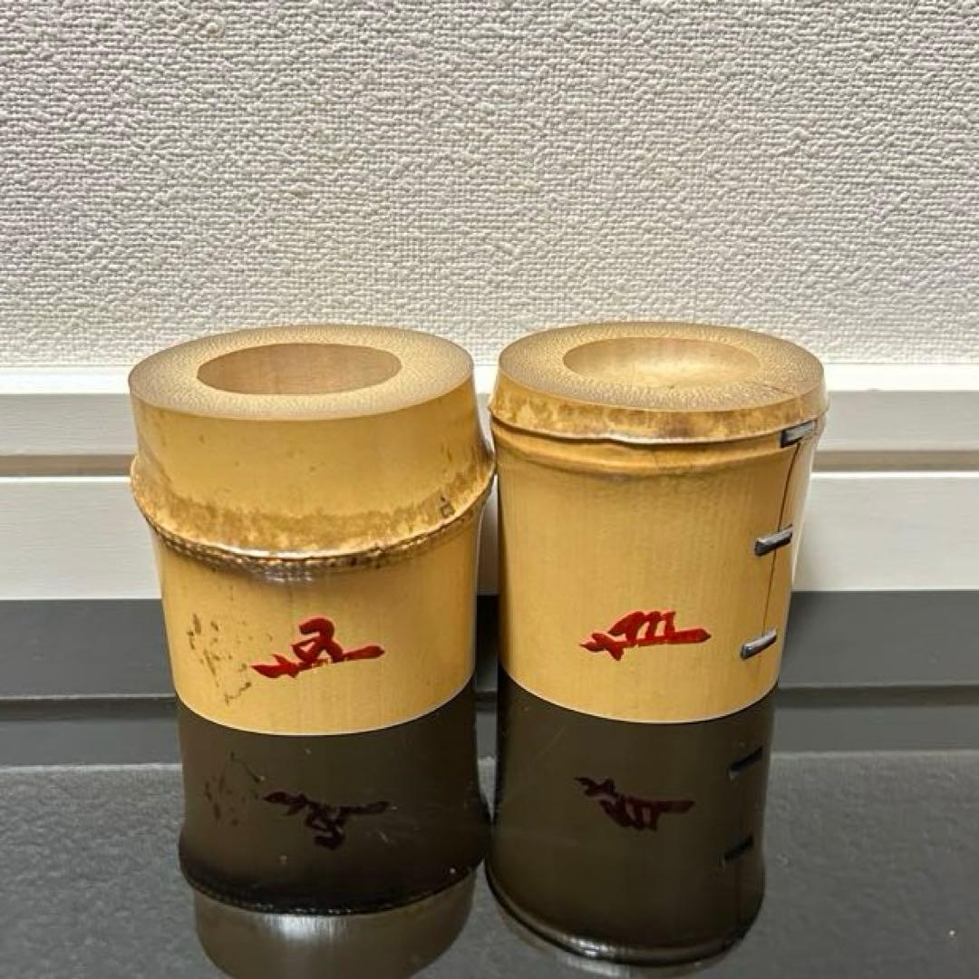 鵬雲斎竹一双蓋置　茶道具懐石茶箱坐忘斎淡々斎即中斎七事式水屋道具茶碗水指香合棗