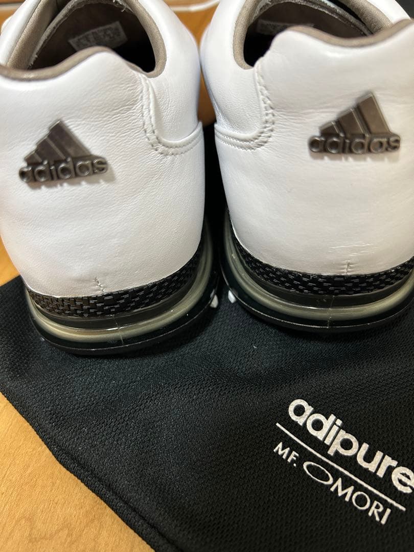 adidas adipureホワイトゴルフシューズ メンズ 27cm 収納袋付き