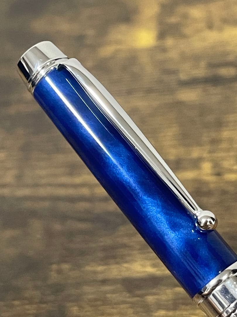 新品　ロジウムストライプ×マーブル　マリンブルー　グランセ　パイロット　万年筆