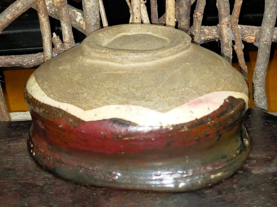 ♥美濃焼♥　沓形　茶碗　織部黒　瀬戸黒　引出黒　桐箱付き　骨董　古玩