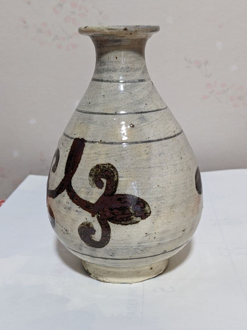 ♦朝鮮陶磁 鶏龍山 粉青沙器 鉄絵刷毛目徳利 酒器 置物飾り 古美術骨董品