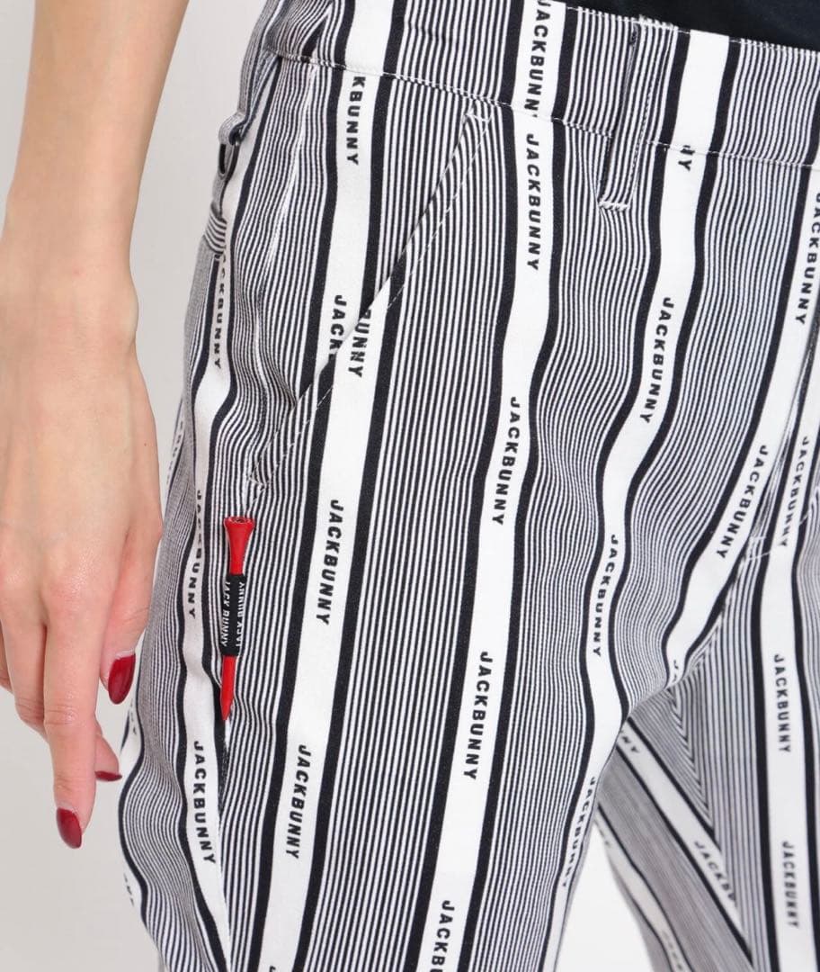 【新品】ジャックバニー2WAYストレッチプリントパンツ　ホワイト（ストライプ）