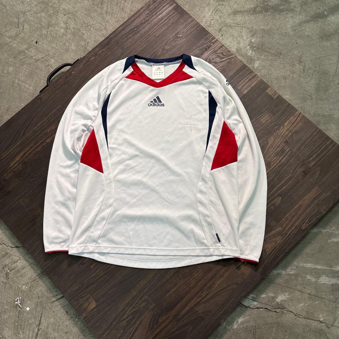 8BS1 adidas ロゴプリント長袖Tシャツ　トレーニングウェア古着