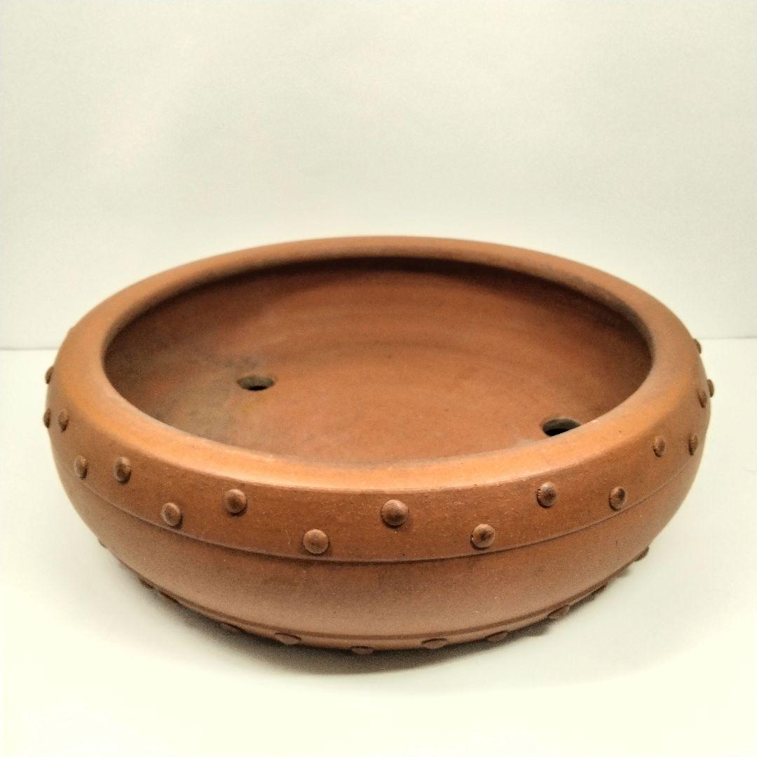 Ｔ182-1 中国 紫砂鉢 中国宜興 太鼓式 盆栽鉢 直径30cm　A