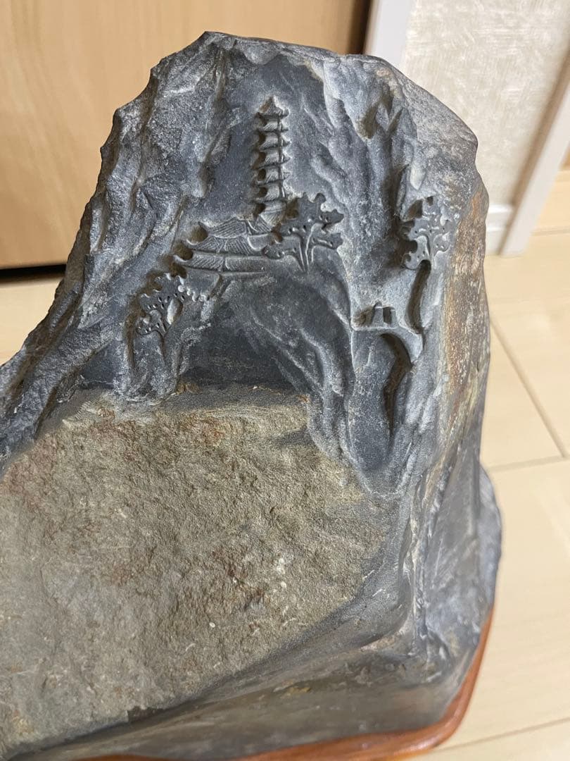 中国大型硯「立体彫赤壁夜遊図」横約 63cm×高さ約31cm重さ約17kg