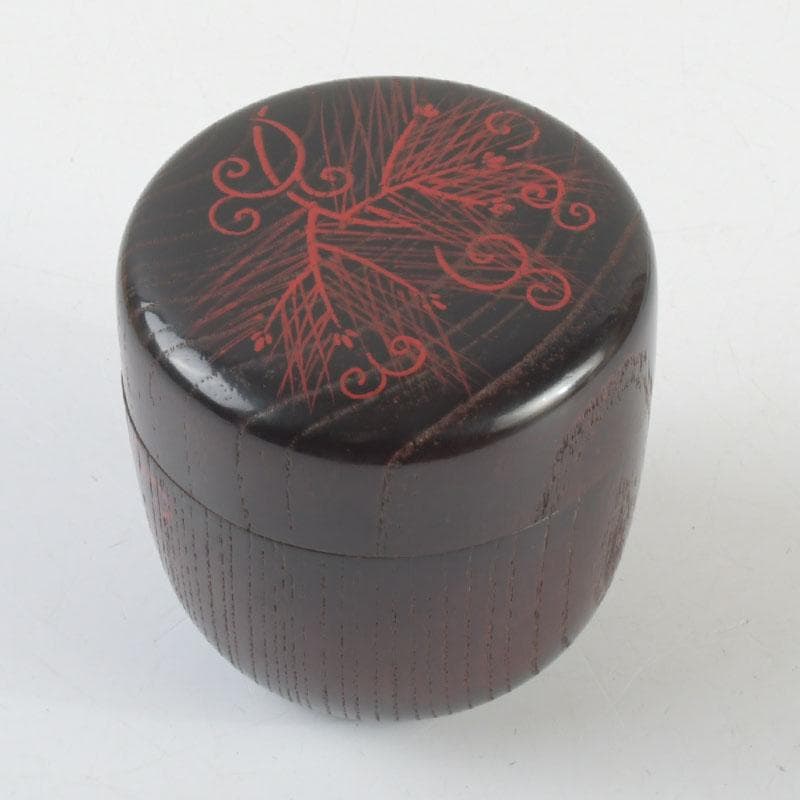 茶道具　漆塗　草渦蒔絵　棗　堀内宗完(兼中斎)極め箱　V　9499