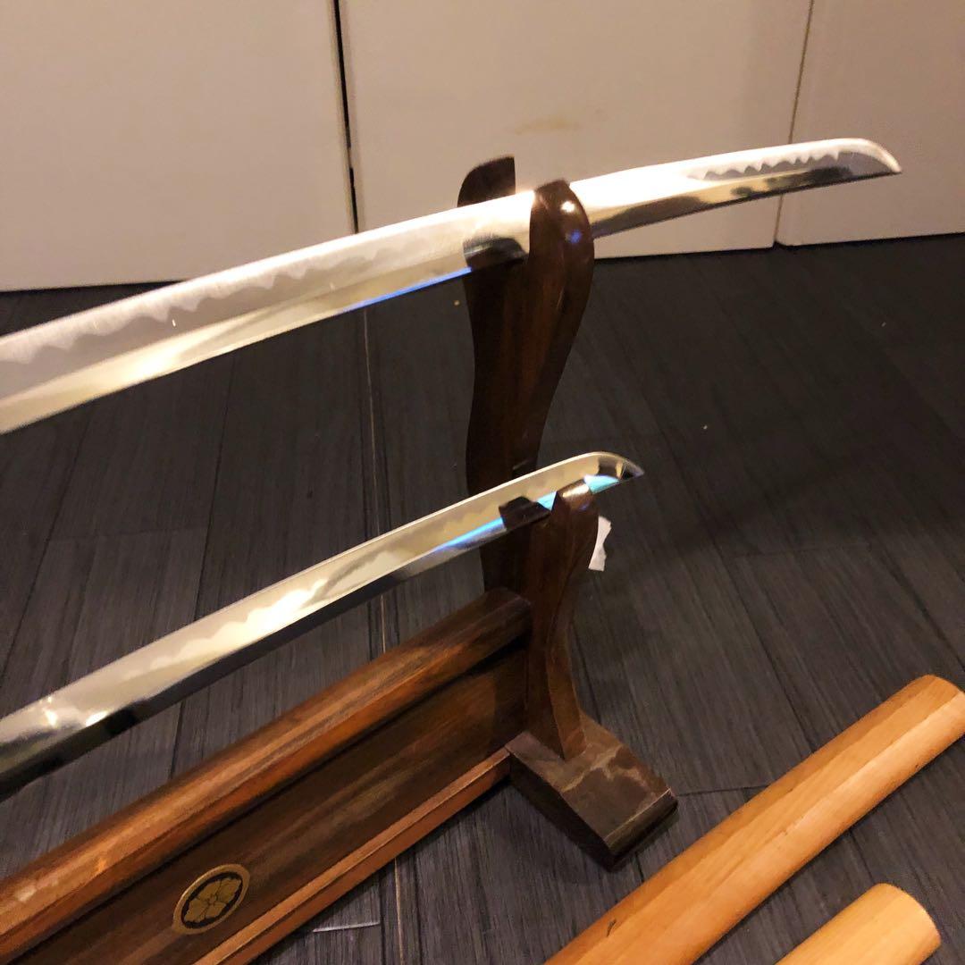本格模造刀 白鞘 合金製 大小セット　長脇差　2本　拵え　太刀　居合刀