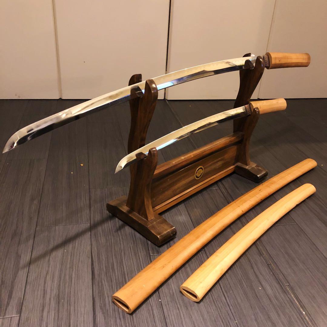 本格模造刀 白鞘 合金製 大小セット　長脇差　2本　拵え　太刀　居合刀