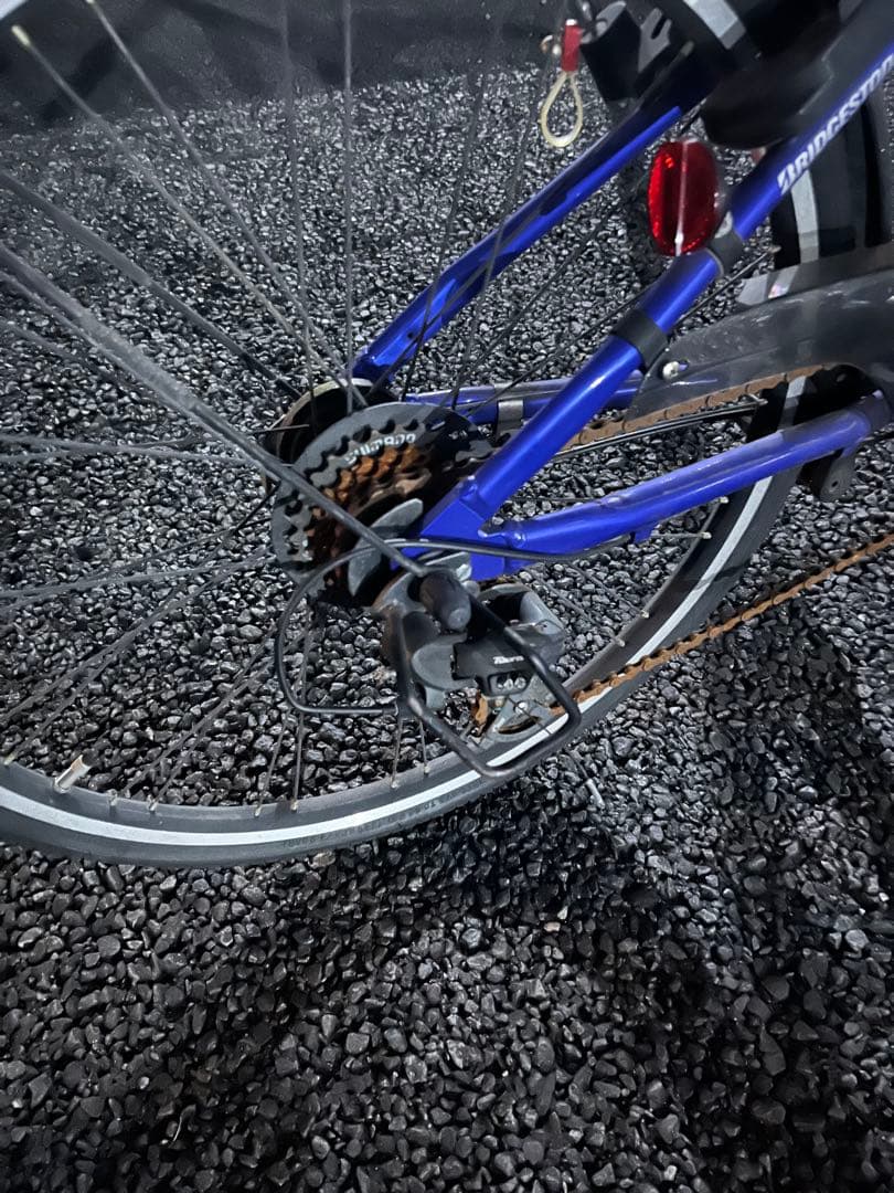 ブリヂストン　青色 スチールフレーム 自転車 前面バスケット付き　24インチ