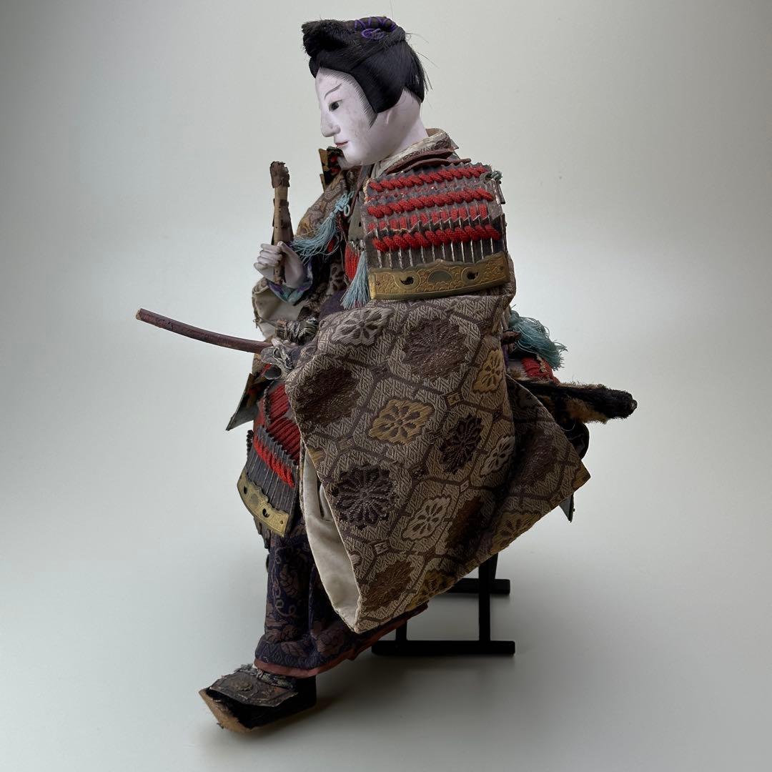 幕末〜明治　武者人形　鎧武者座り人形　高さ約40cm　古美術・骨董　骨董品