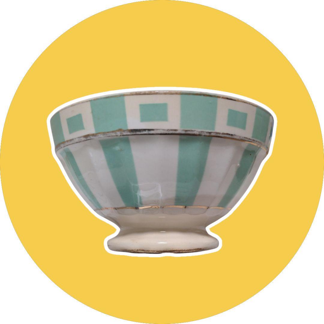 値引OK　カフェオレボウル　フランスアンティーク　ミントカラーでお部屋を明るく