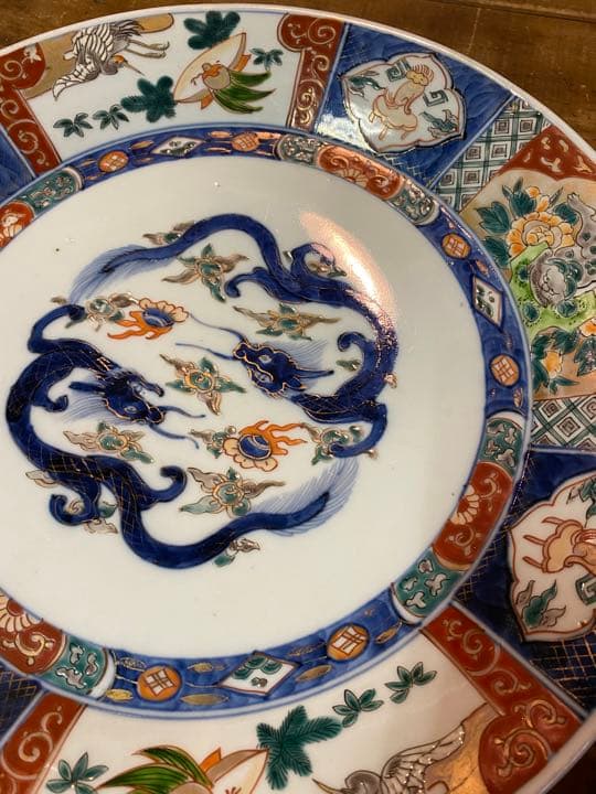 古伊万里　大皿　龍　手描き　骨董　飾り皿
