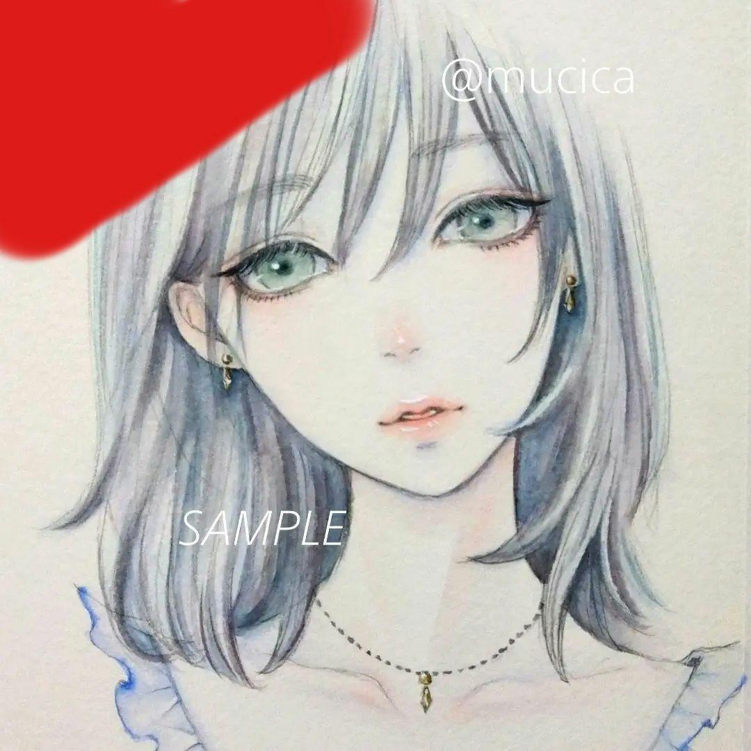 専用　絵画　手描きイラスト　原画　《トパーズ》美人画　水彩画