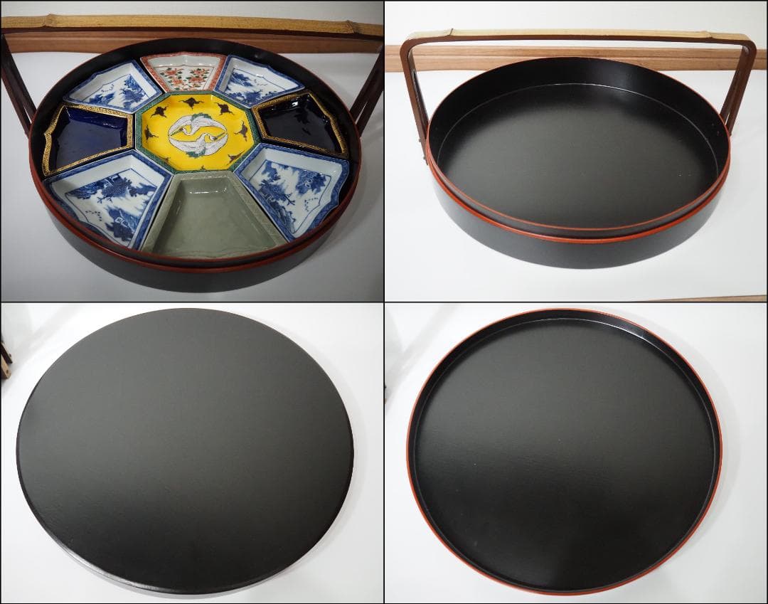 15代永楽善五郎 正全作 オードブル皿 八卦皿 初代 鈴木表朔造 一閑塗 手提盆