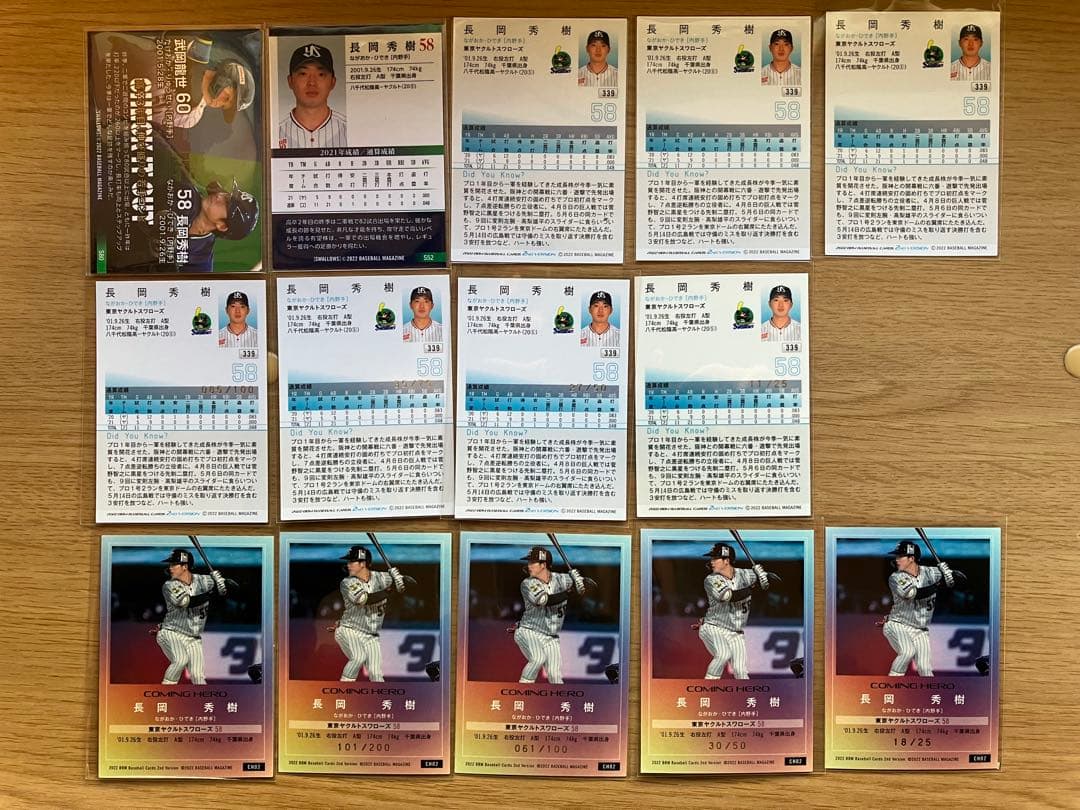 【直筆サインRC含む】長岡秀樹　BBM エポックなど73枚　オマケつき