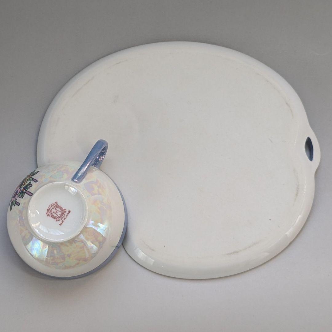 オールドノリタケ アールデコ期 虹ラスター彩 南国鳥と花絵柄の スナックセット