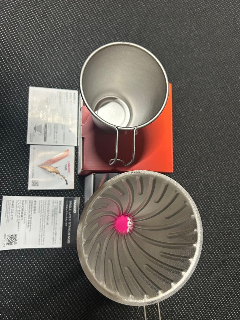 HARIO V60チタンドリッパー1~4杯用+シングルレイヤーチタンマグセット