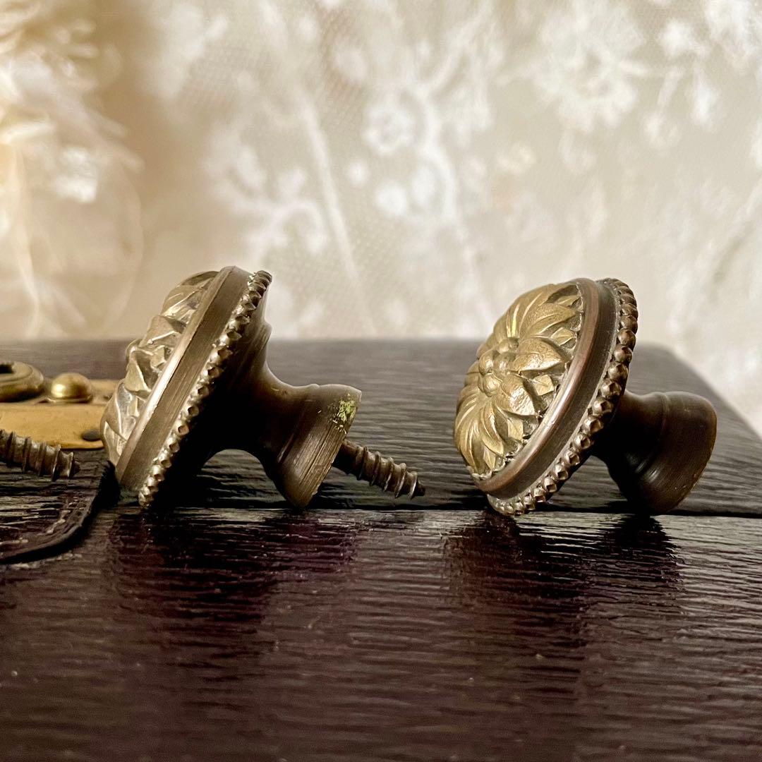 家具用真鍮装飾金具5個セット　19世紀　引き出し用取っ手　フランスアンティーク