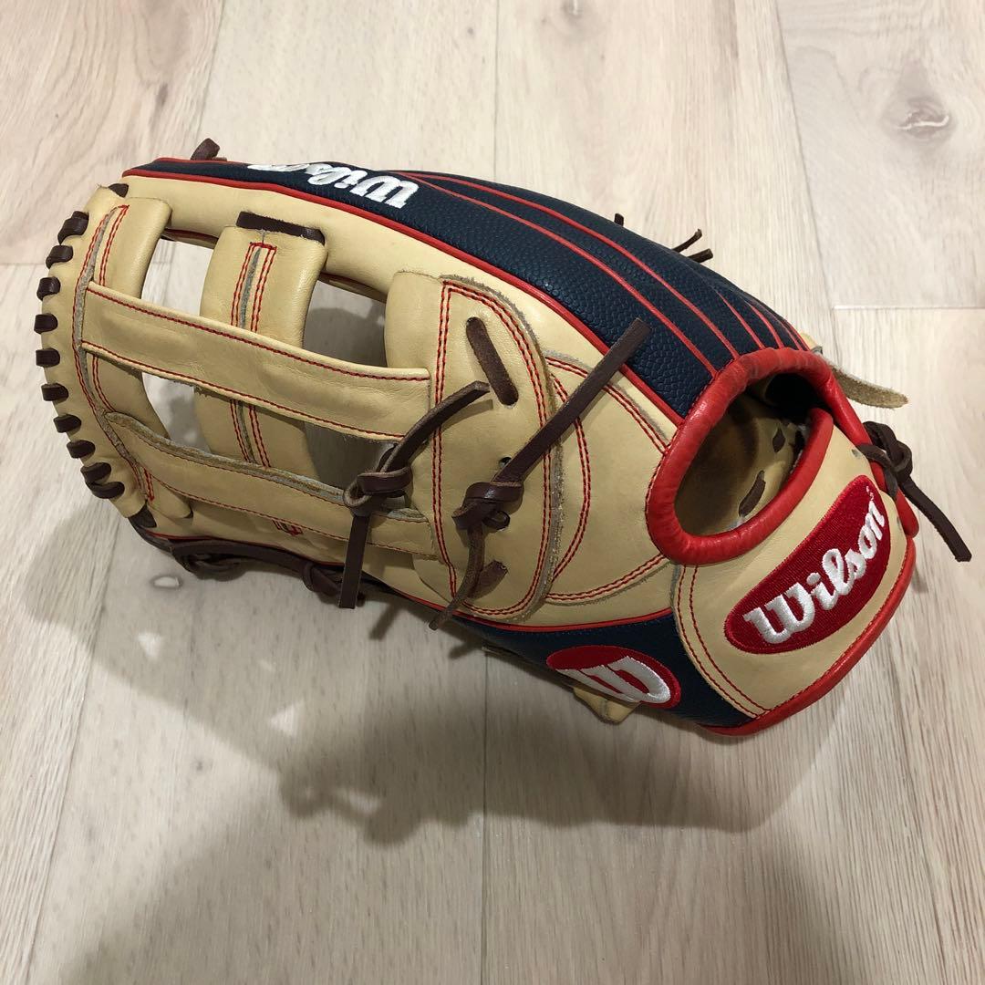 Wilson 軟式グローブ ベージュ/ネイビー/レッド
