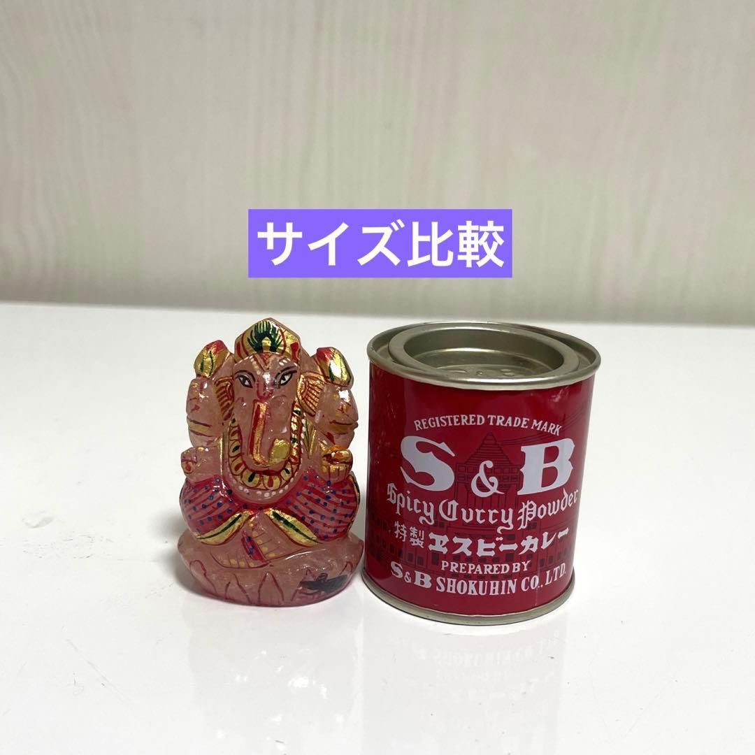インドの神様幸せのガネーシャローズクオーツ　商売繁盛縁結び　置物展示使用