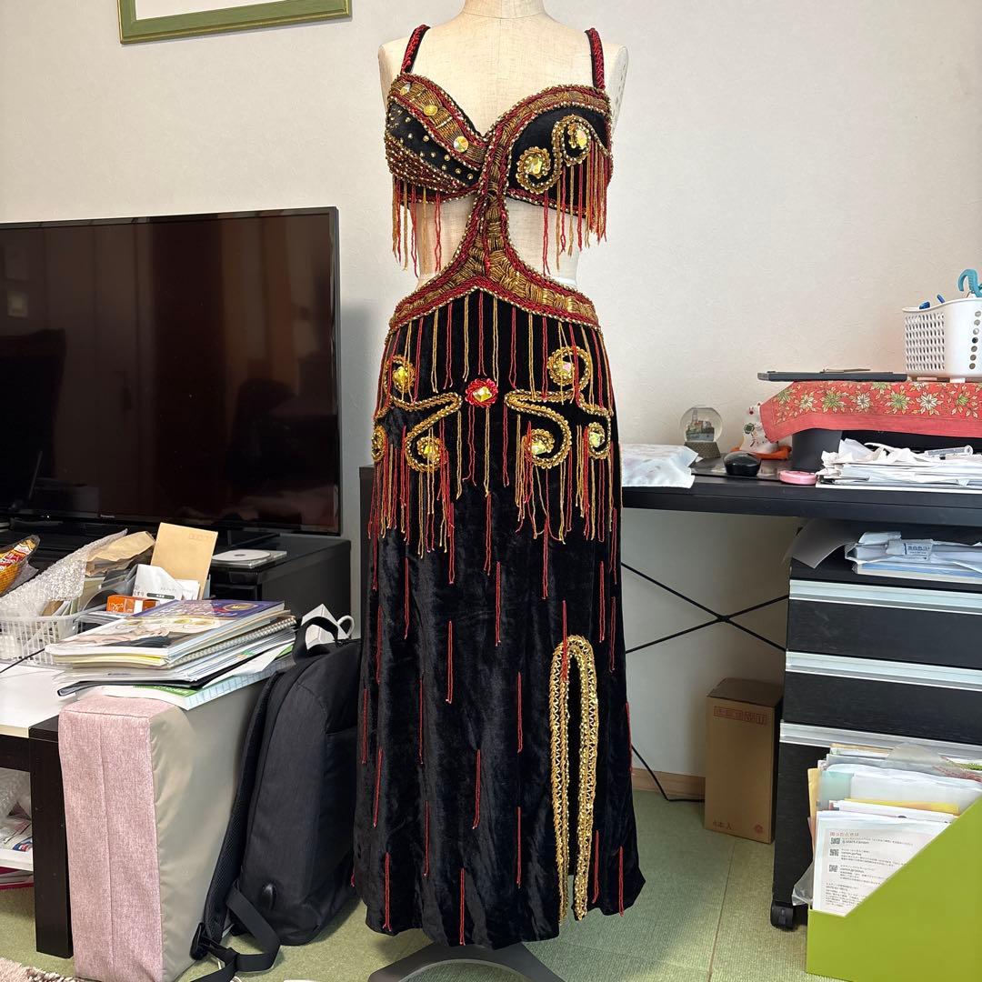 ベリーダンス衣装 黒 ベルベット