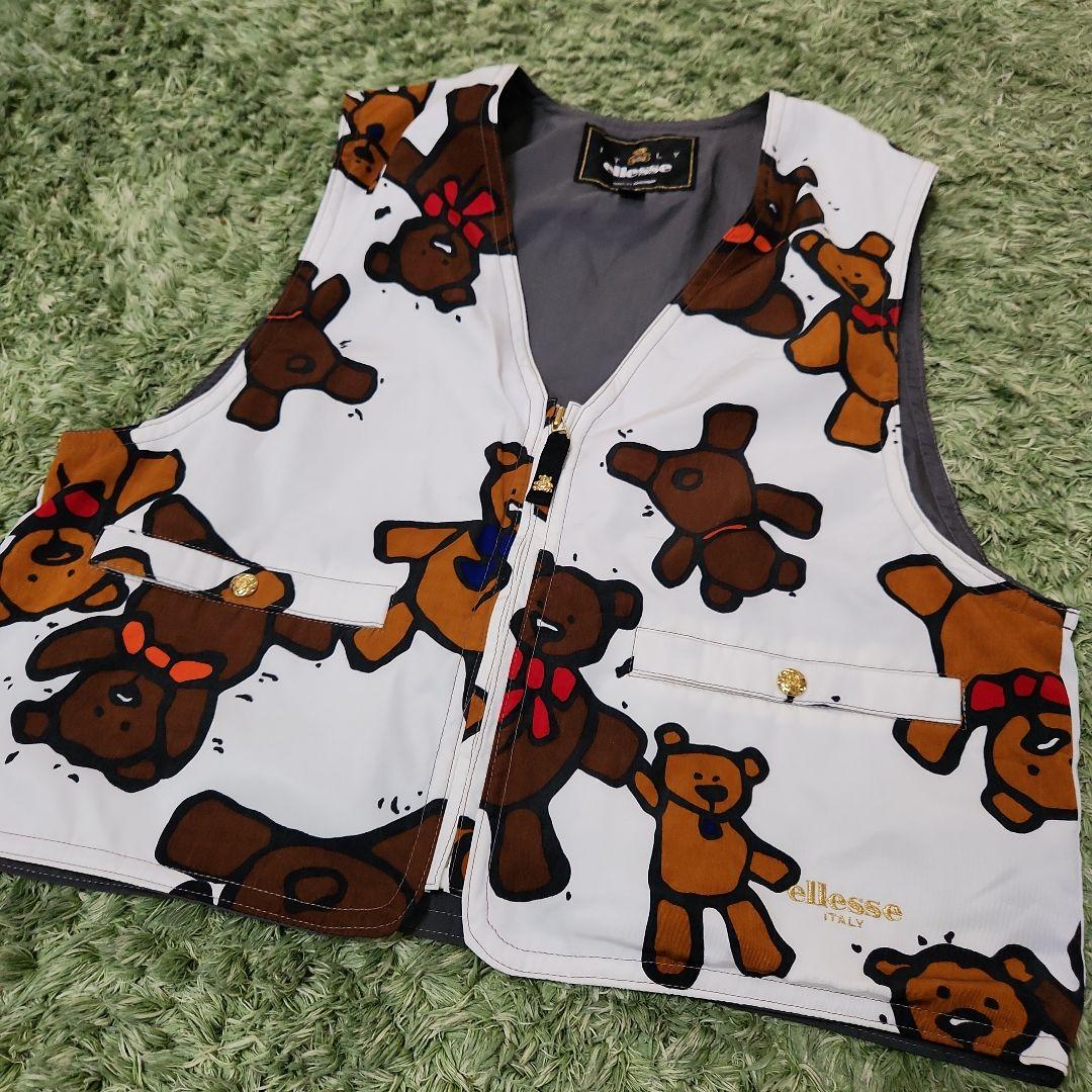 ビンテージ エレッセ ベスト付き テディベア スキー スノボウェブ 上下セット