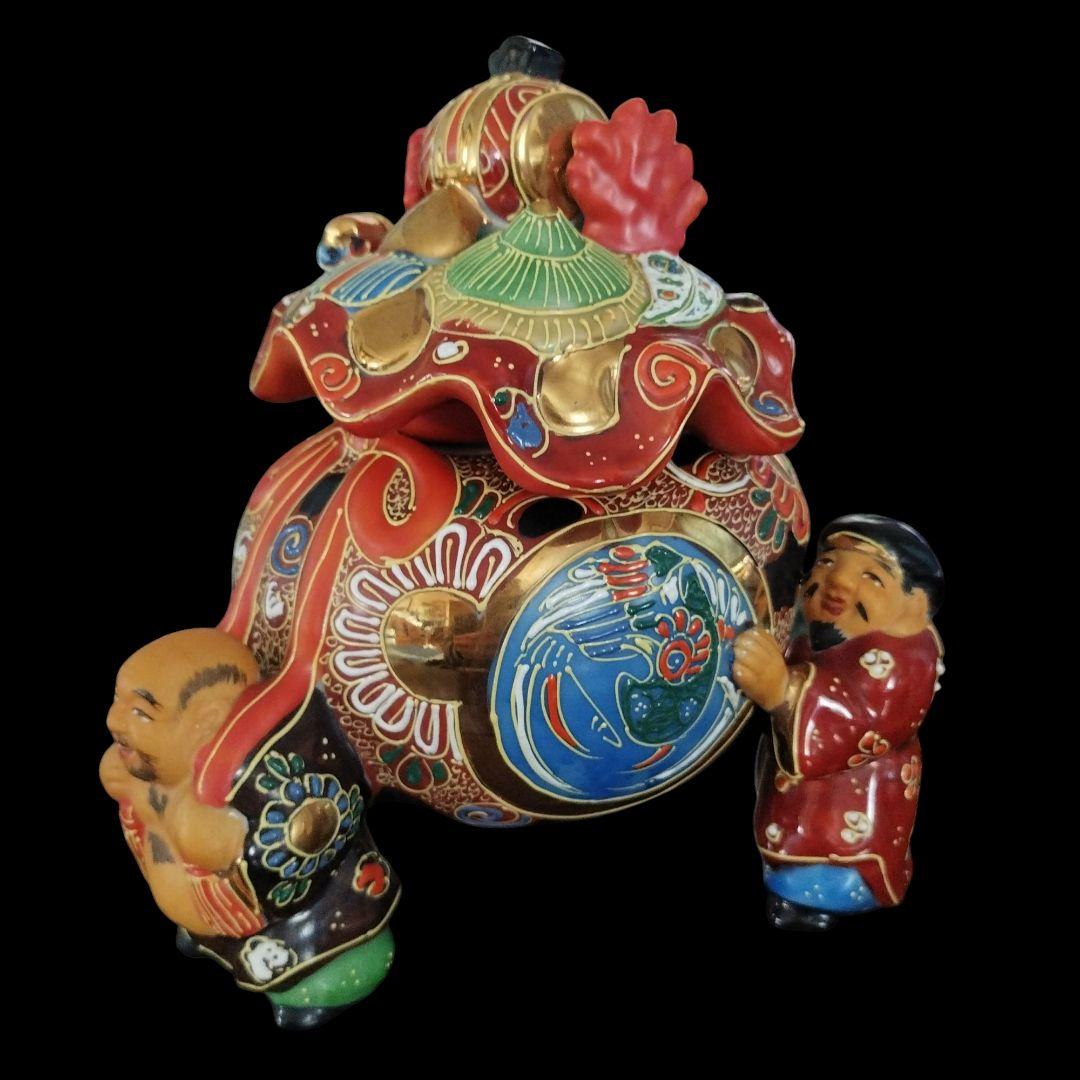【超希少‼️】九谷焼 七福神 大香炉 布袋/恵比寿/大黒天 金彩 縁起物 茶道具